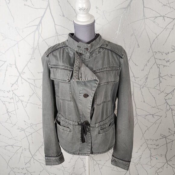 Hei Hei Gray Cotton Drawstring Military Anorak Jacket - Picture 2 of 7